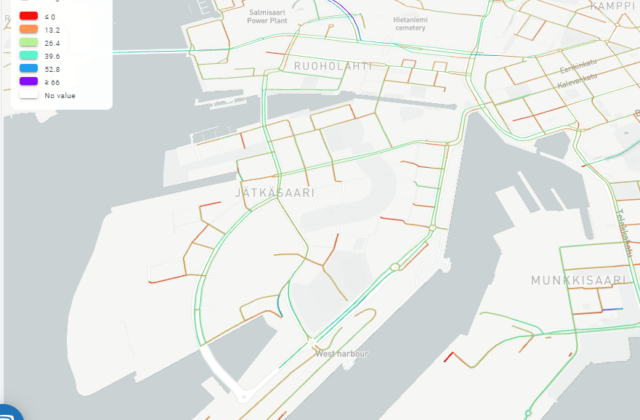 Traffic speed visualization for West Harbour